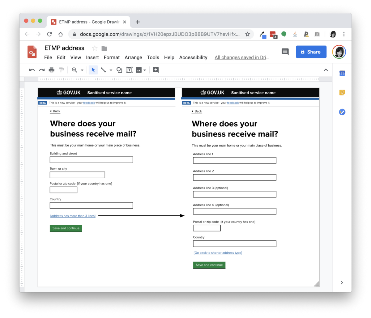 Image of a google docs file with two versions