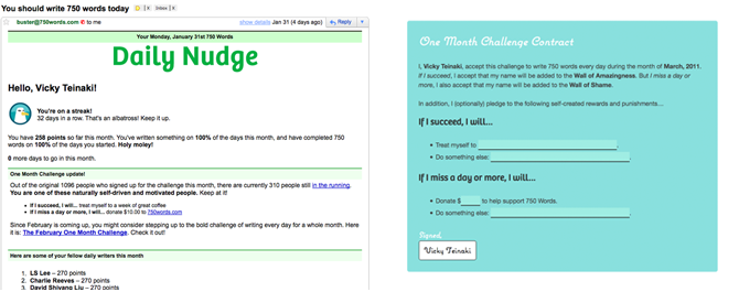Email of daily nudge and the one month challenge