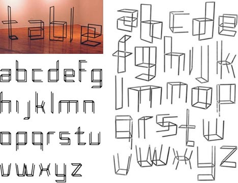 Examples of typeface made from tables