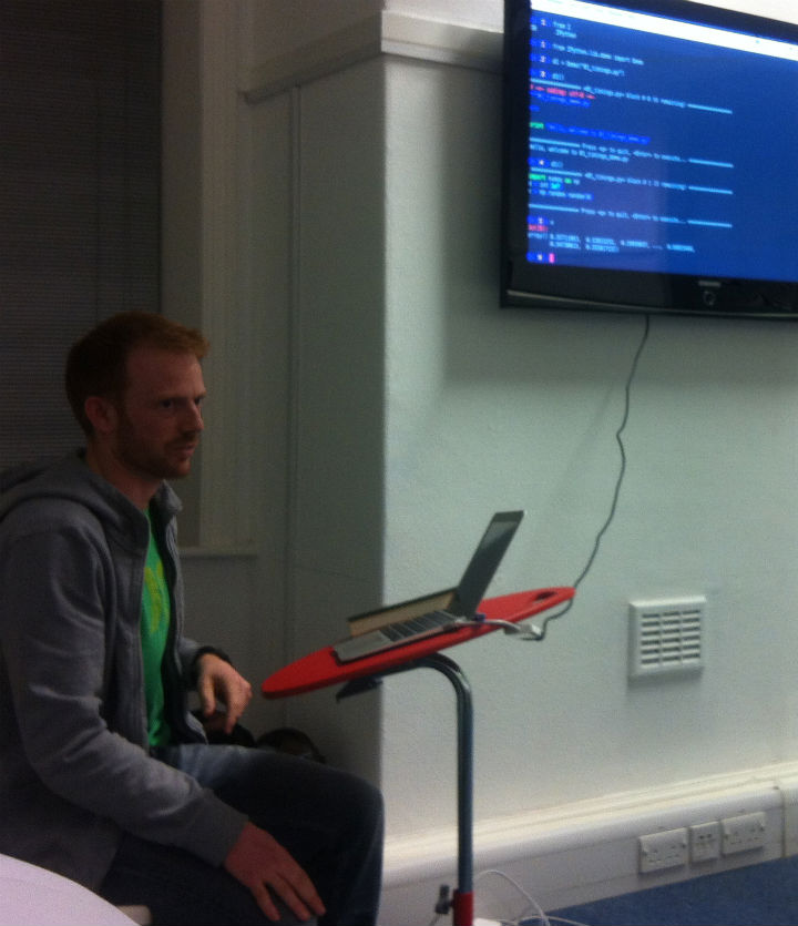 Rowan Hargreaves giving a demo." alt="Rowan Hargreaves giving a demo