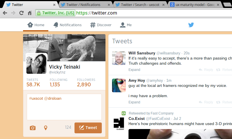 Chrome tab with twitter open